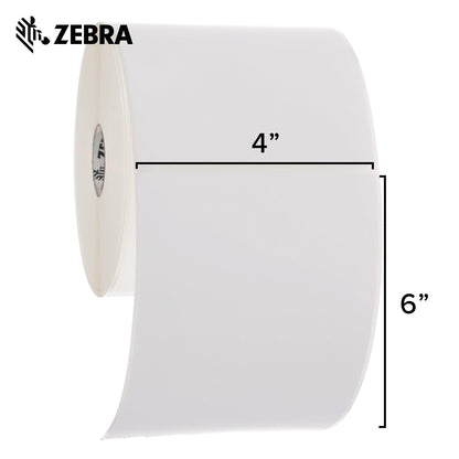 Zebra 4 x 6 in Thermal Transfer Polypropylene Labels PolyPro 3000T Permanent Adhesive Shipping Labels 1 in Core 4 rolls 10031650SP