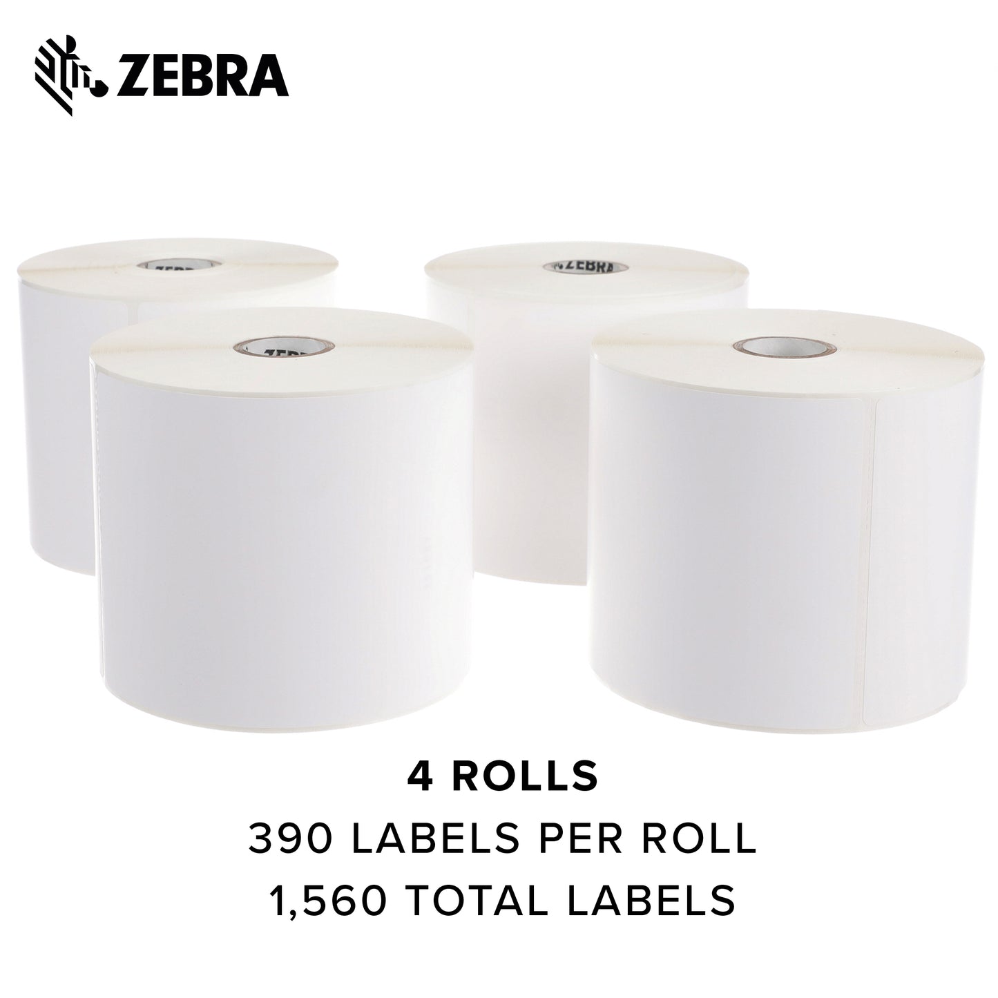 Zebra 4 x 6 in Thermal Transfer Polypropylene Labels PolyPro 3000T Permanent Adhesive Shipping Labels 1 in Core 4 rolls 10031650SP