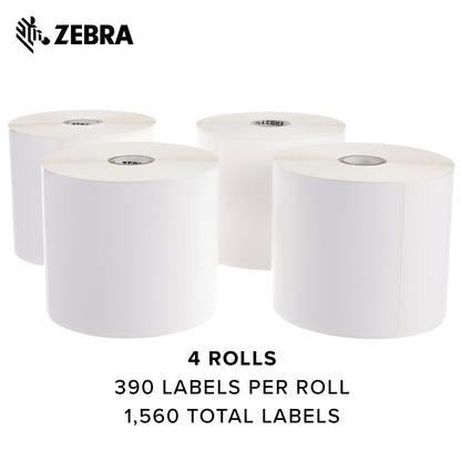 Zebra 4 x 6 in Thermal Transfer Polypropylene Labels PolyPro 3000T Permanent Adhesive Shipping Labels 1 in Core 4 rolls 10031650SP