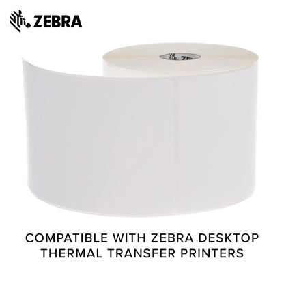 Zebra 4 x 6 in Thermal Transfer Polypropylene Labels PolyPro 3000T Permanent Adhesive Shipping Labels 1 in Core 4 rolls 10031650SP