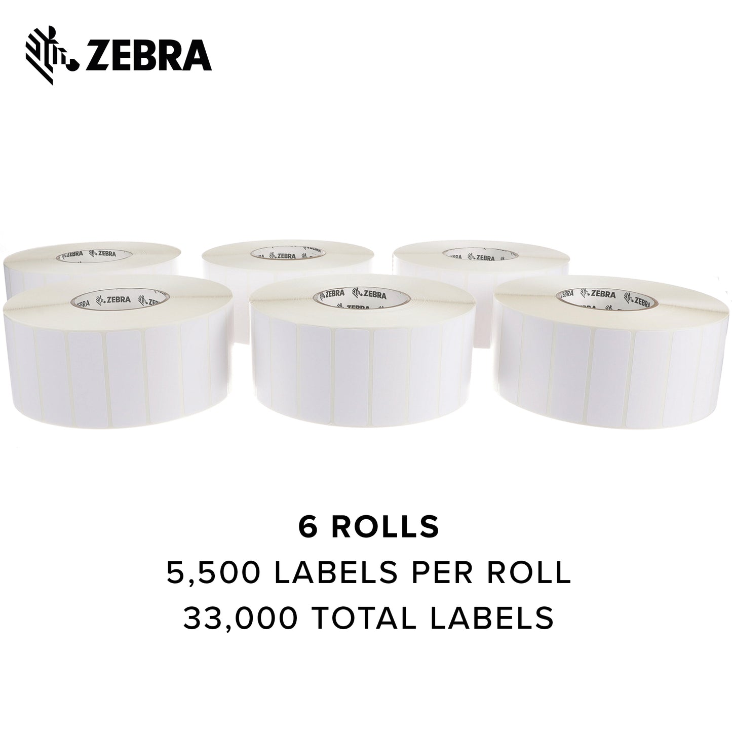 Zebra 3 x 1 in Direct Thermal Paper Labels Z-Perform 2000D Permanent Adhesive Shipping Labels 3 in Core 6 rolls 10031653SP