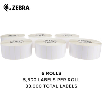 Zebra 3 x 1 in Direct Thermal Paper Labels Z-Perform 2000D Permanent Adhesive Shipping Labels 3 in Core 6 rolls 10031653SP