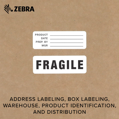 Zebra 3 x 1 in Direct Thermal Paper Labels Z-Perform 2000D Permanent Adhesive Shipping Labels 3 in Core 6 rolls 10031653SP