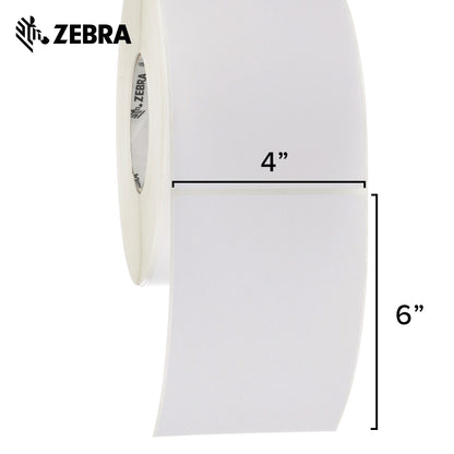 Zebra - 4 x 6 in Direct Thermal Paper labels, Z-Perform 2000D Permanent Adhesive Shipping labels, Zebra Industrial Printer Compatible, 3 in Core - 4 rolls - 10031655SP