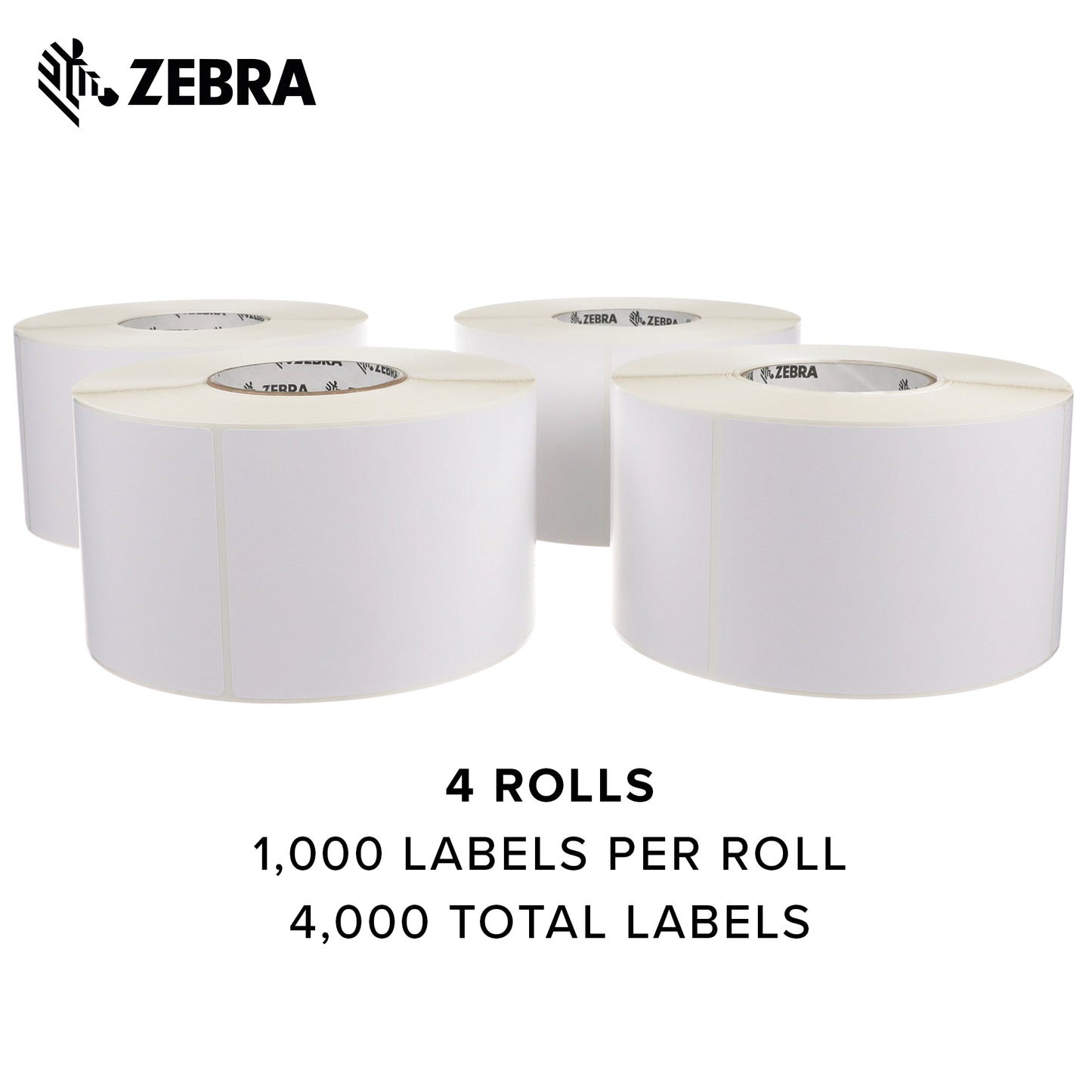 Zebra - 4 x 6 in Direct Thermal Paper labels, Z-Perform 2000D Permanent Adhesive Shipping labels, Zebra Industrial Printer Compatible, 3 in Core - 4 rolls - 10031655SP