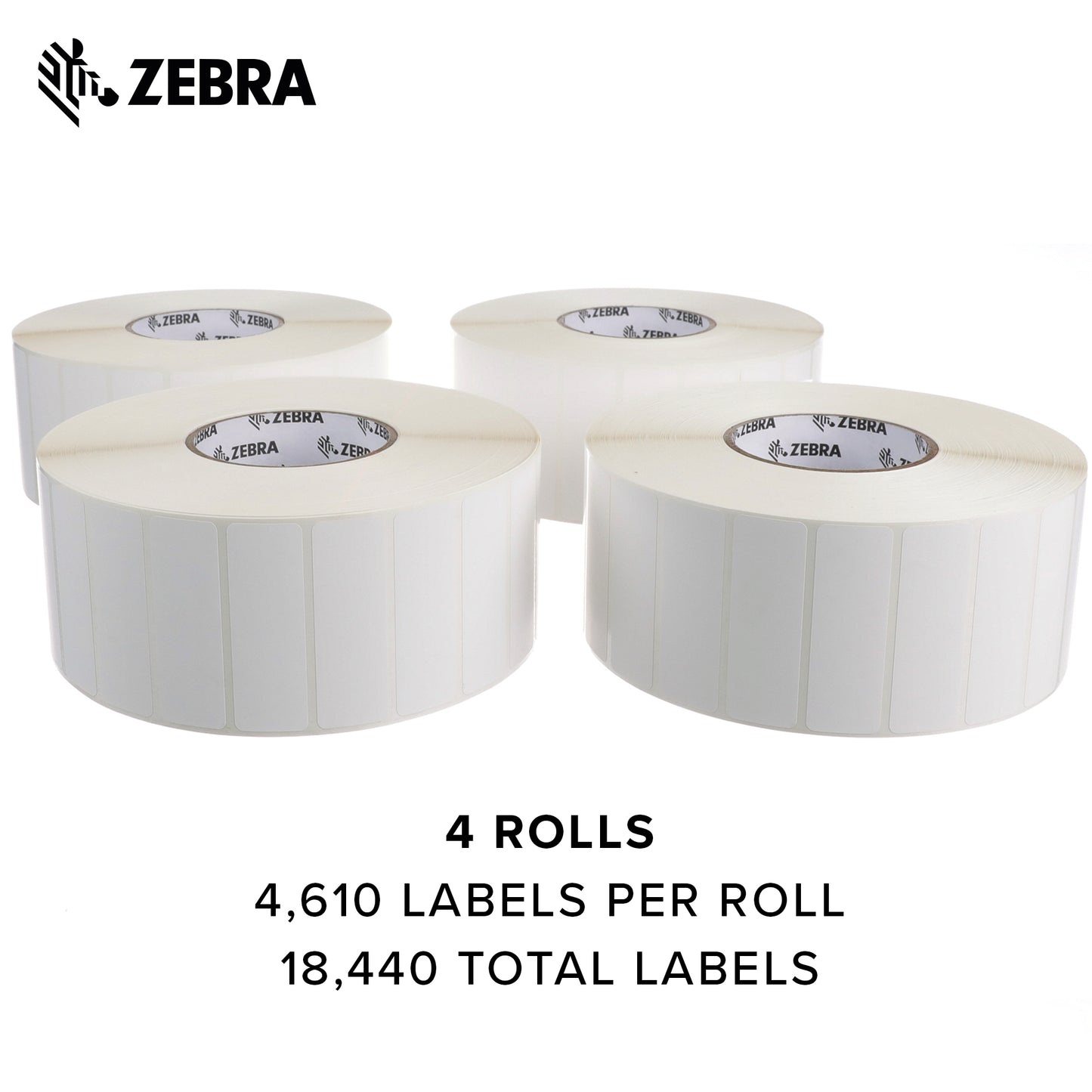 Zebra - 3 x 1 in Thermal Transfer Polypropylene labels, PolyPro 3000T Permanent Adhesive Shipping labels, Zebra Industrial Printer Compatible, 3 in Core - 4 rolls - 10031658SP