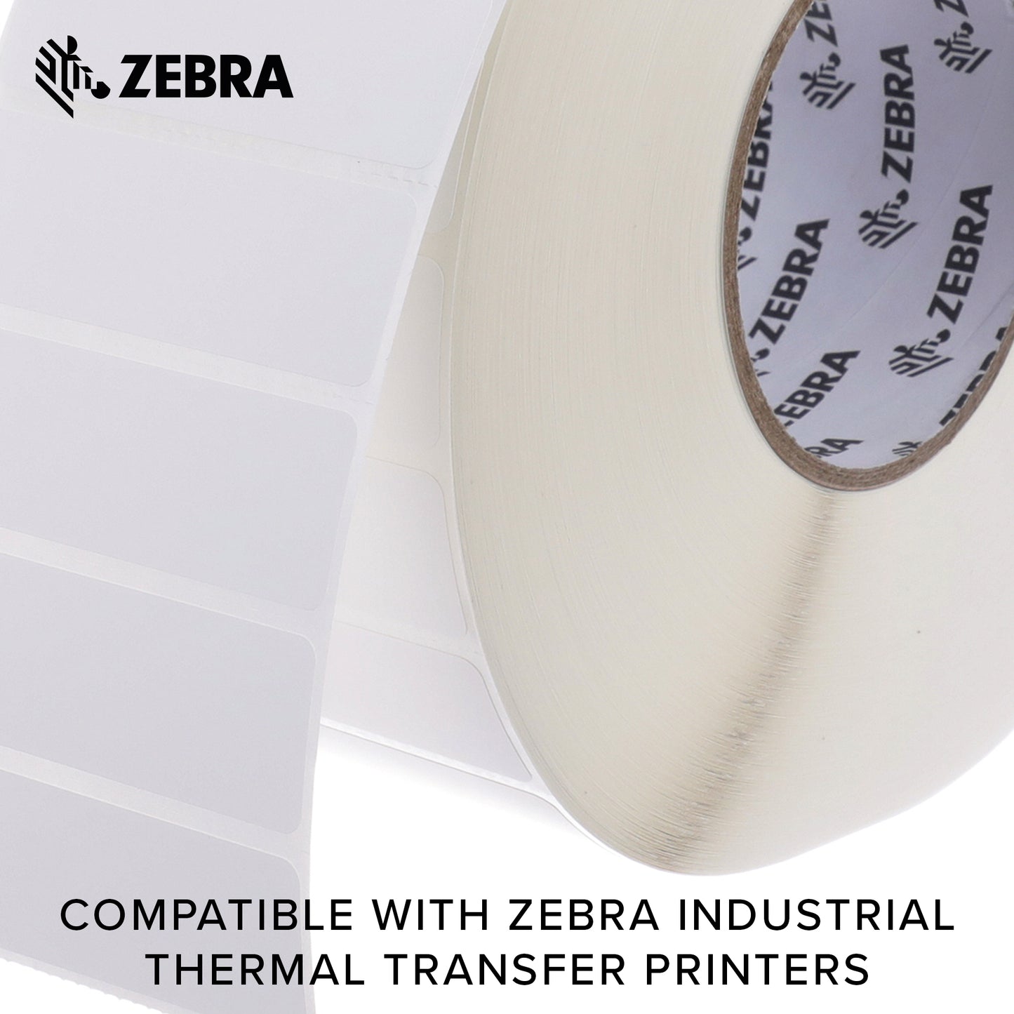 Zebra - 3 x 1 in Thermal Transfer Polypropylene labels, PolyPro 3000T Permanent Adhesive Shipping labels, Zebra Industrial Printer Compatible, 3 in Core - 4 rolls - 10031658SP