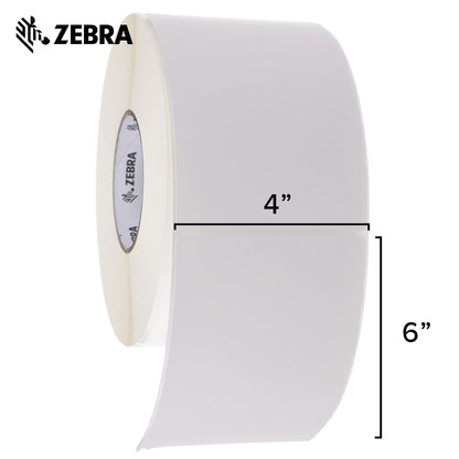 Zebra - 4 x 6 in Thermal Transfer Polypropylene labels, PolyPro 4000T Permanent Adhesive Shipping labels, Zebra Industrial Printer Compatible, 3 in Core - 4 rolls - 10031660SP