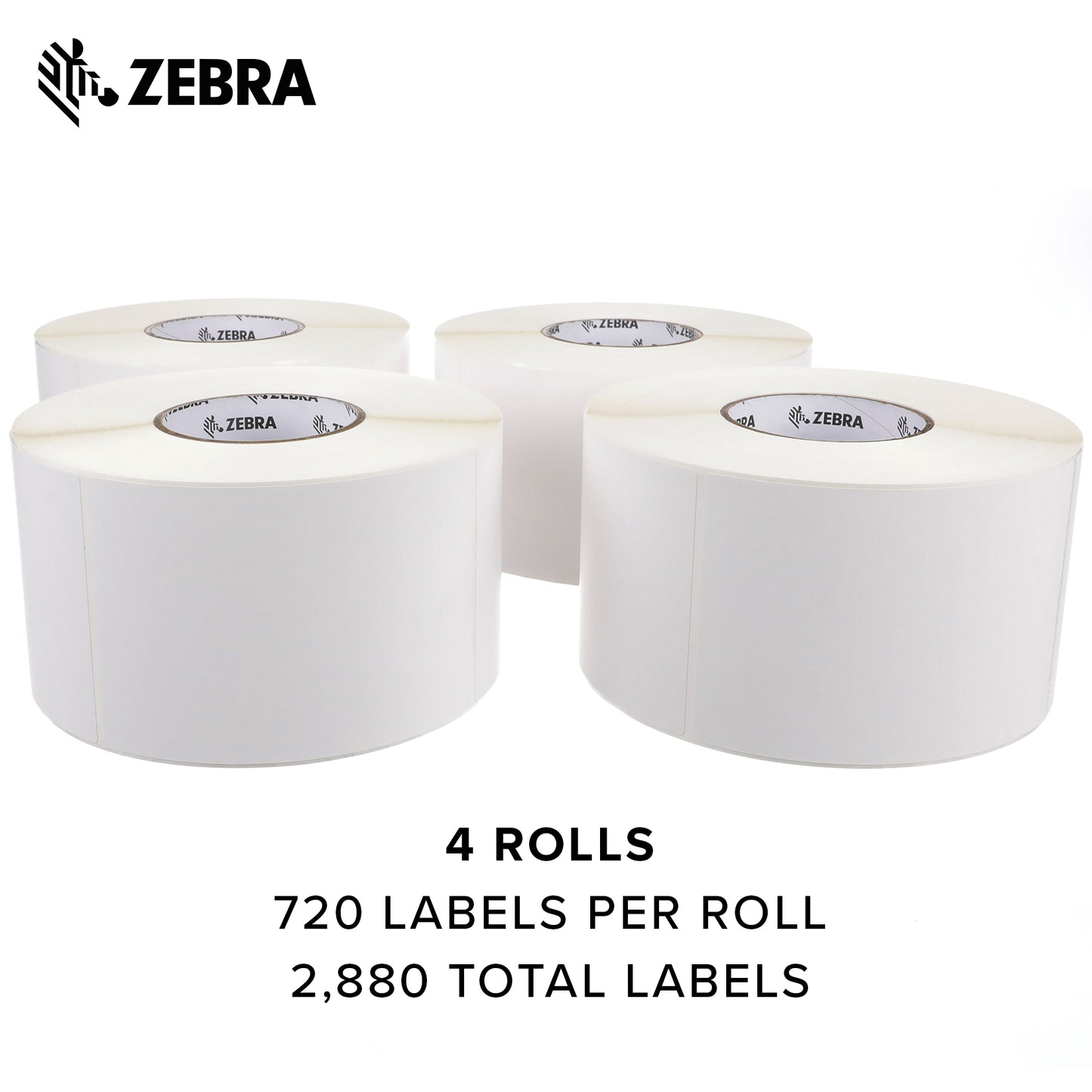 Zebra - 4 x 6 in Thermal Transfer Polypropylene labels, PolyPro 4000T Permanent Adhesive Shipping labels, Zebra Industrial Printer Compatible, 3 in Core - 4 rolls - 10031660SP