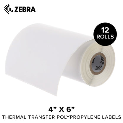 Zebra - 4 x 6 in Direct Thermal Paper labels, Z-Perform 1000D Permanent Adhesive Shipping labels, Zebra Mobile Printer Compatible, 0.75 in Core - 12 rolls - 10031661SP