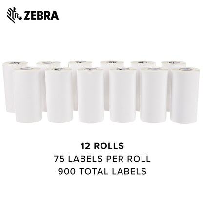Zebra - 4 x 6 in Direct Thermal Paper labels, Z-Perform 1000D Permanent Adhesive Shipping labels, Zebra Mobile Printer Compatible, 0.75 in Core - 12 rolls - 10031661SP