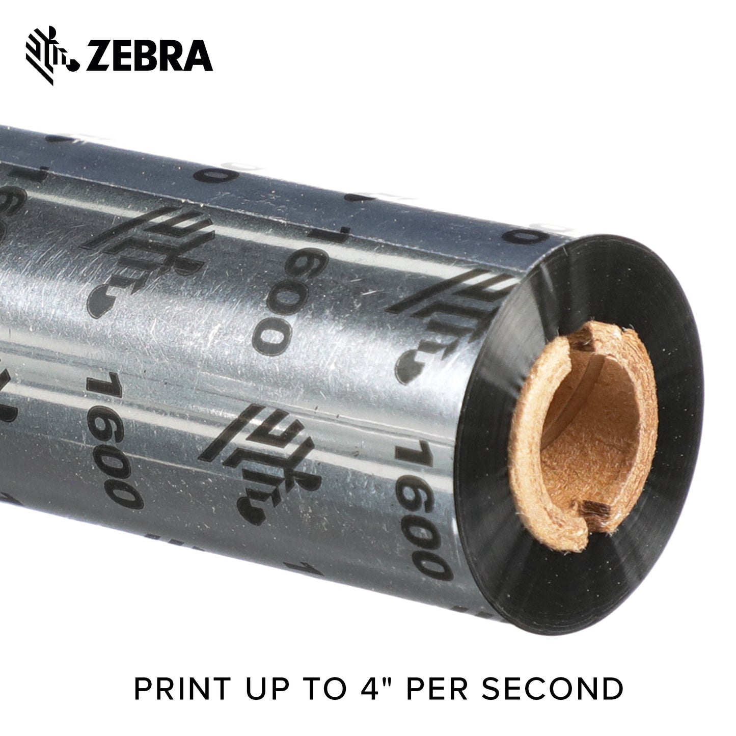 Zebra Standard Black Wax Ribbon for Thermal Transfer Desktop Printers Width 4.33 in Length 242 ft 0.5 in Core 6 Rolls 10031723SP