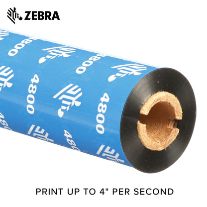 Zebra Premium Black Resin Ribbon for Thermal Transfer Desktop Printers 4.33 in Wide 242 ft Long 0.5 in Core 6 Rolls 10031728SP