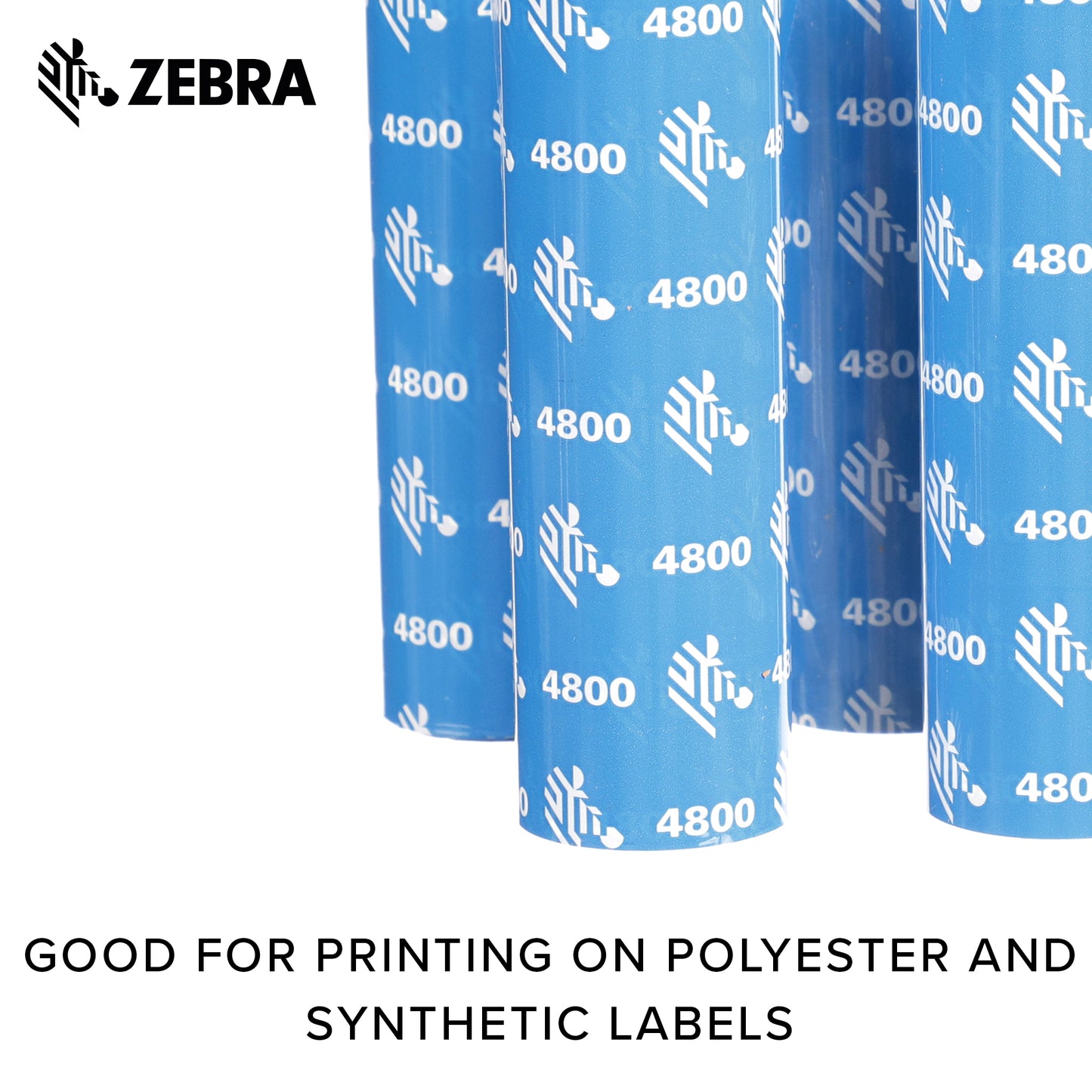 Zebra Premium Black Resin Ribbon for Thermal Transfer Desktop Printers 4.33 in Wide 242 ft Long 0.5 in Core 6 Rolls 10031728SP