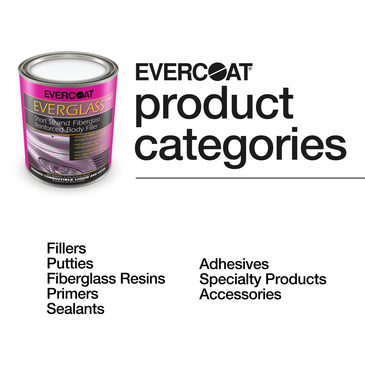 Fibreglass Evercoat 632 Everglass Short Strand Fiber Reinforced Filler - Quart