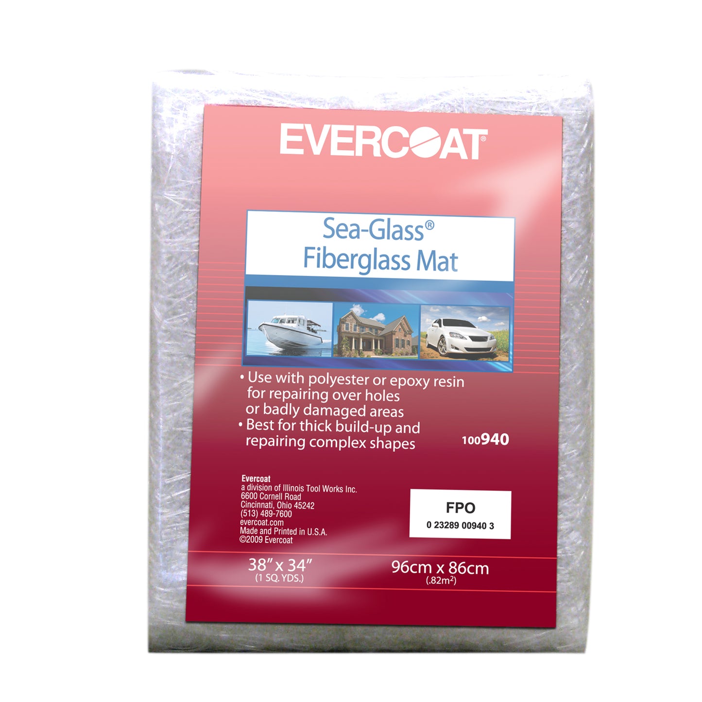Evercoat Sea-Glass Fiberglass Mat - Fiberglass in Non-Woven State - 1.5 Oz - 9 Sq Ft