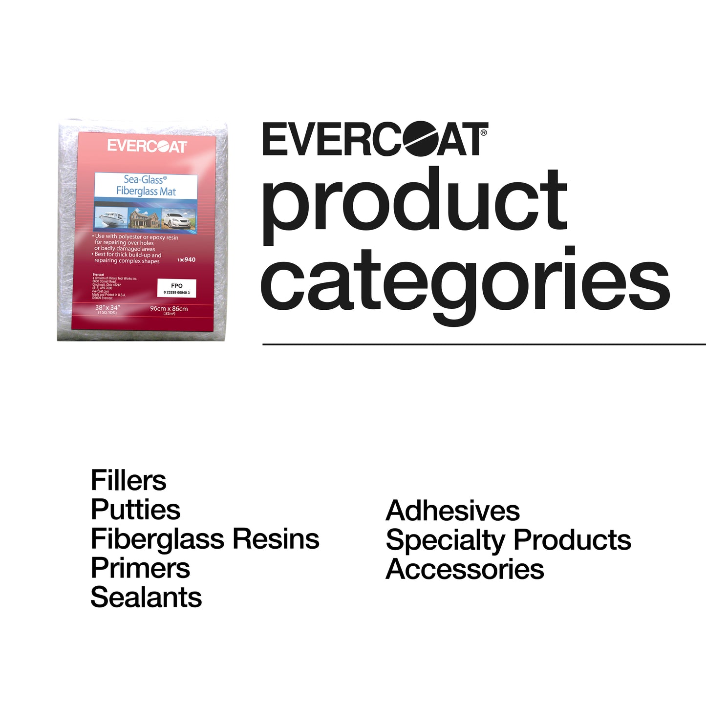 Evercoat Sea-Glass Fiberglass Mat - Fiberglass in Non-Woven State - 1.5 Oz - 9 Sq Ft