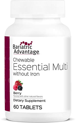 Bariatric Advantage Essential Multi without Iron, Chewable Multivitamin for Bariatric Surgery Patients, Includes Vitamin B12, C, D and Folate - Berry, 60 Count