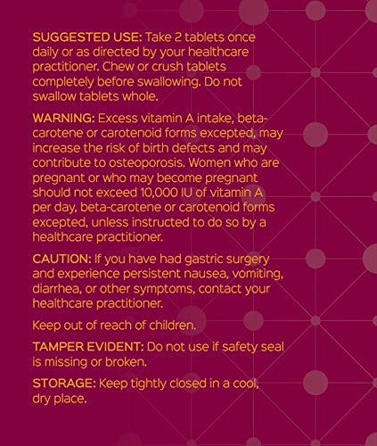 Bariatric Advantage Essential Multi without Iron, Chewable Multivitamin for Bariatric Surgery Patients, Includes Vitamin B12, C, D and Folate - Berry, 60 Count