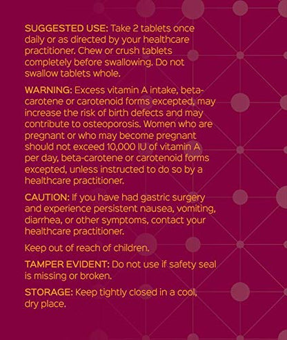 Bariatric Advantage Essential Multi without Iron, Chewable Multivitamin for Bariatric Surgery Patients, Includes Vitamin B12, C, D and Folate - Berry, 60 Count