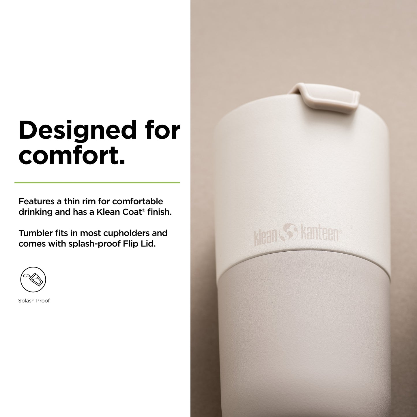 Klean Kanteen Rise 16oz Tumbler - Stainless Steel with Flip Lid - Tofu