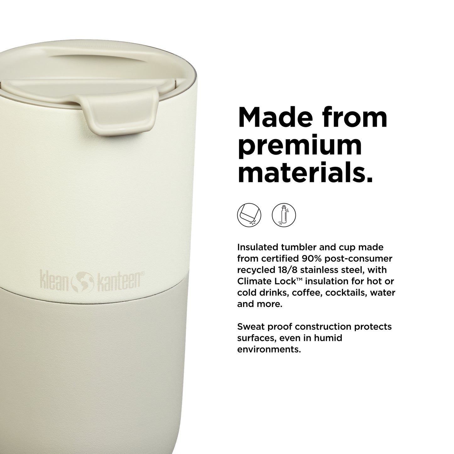 Klean Kanteen Rise 16oz Tumbler - Stainless Steel with Flip Lid - Tofu