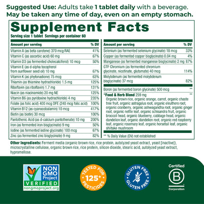 MegaFood Women's One Daily - Women's Multivitamin - With B Complex Vitamins, Iron, and Vitamin D - Gluten-Free and Made without Dairy or Soy - 60 Tabs