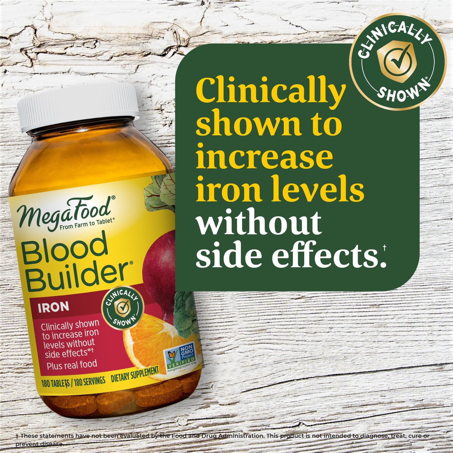 MegaFood Blood Builder - Iron Supplement for Energy Support with Vitamin B12 and Folic Acid - No Nausea or Constipation - 180 Tablets