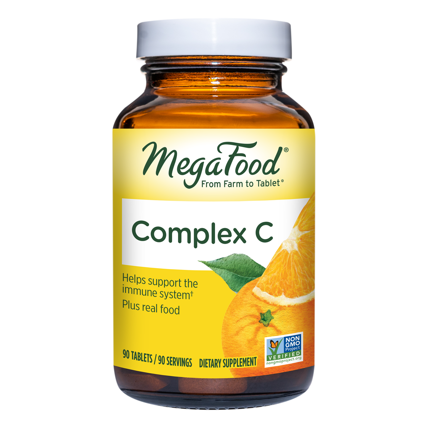 MegaFood - Complex C, Supports Immunity and Well-being with Rosehips and Orange, Vegan, Gluten-Free, Non-GMO, 90 Tablets