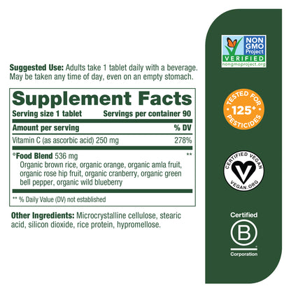 MegaFood - Complex C, Supports Immunity and Well-being with Rosehips and Orange, Vegan, Gluten-Free, Non-GMO, 90 Tablets