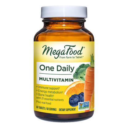 MegaFood One Daily - Supports Overall Health - Multivitamin with B Vitamins and Food Blend - Gluten-Free, Vegetarian, and Made without Dairy - 60 Tabs