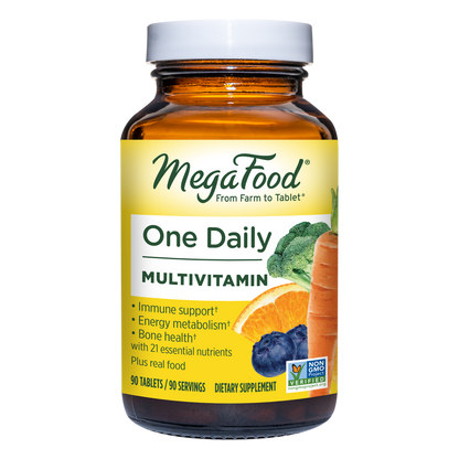 MegaFood One Daily - Supports Overall Health - Multivitamin with B Vitamins and Food Blend - Gluten-Free, Vegetarian, and Made without Dairy - 90 Tabs