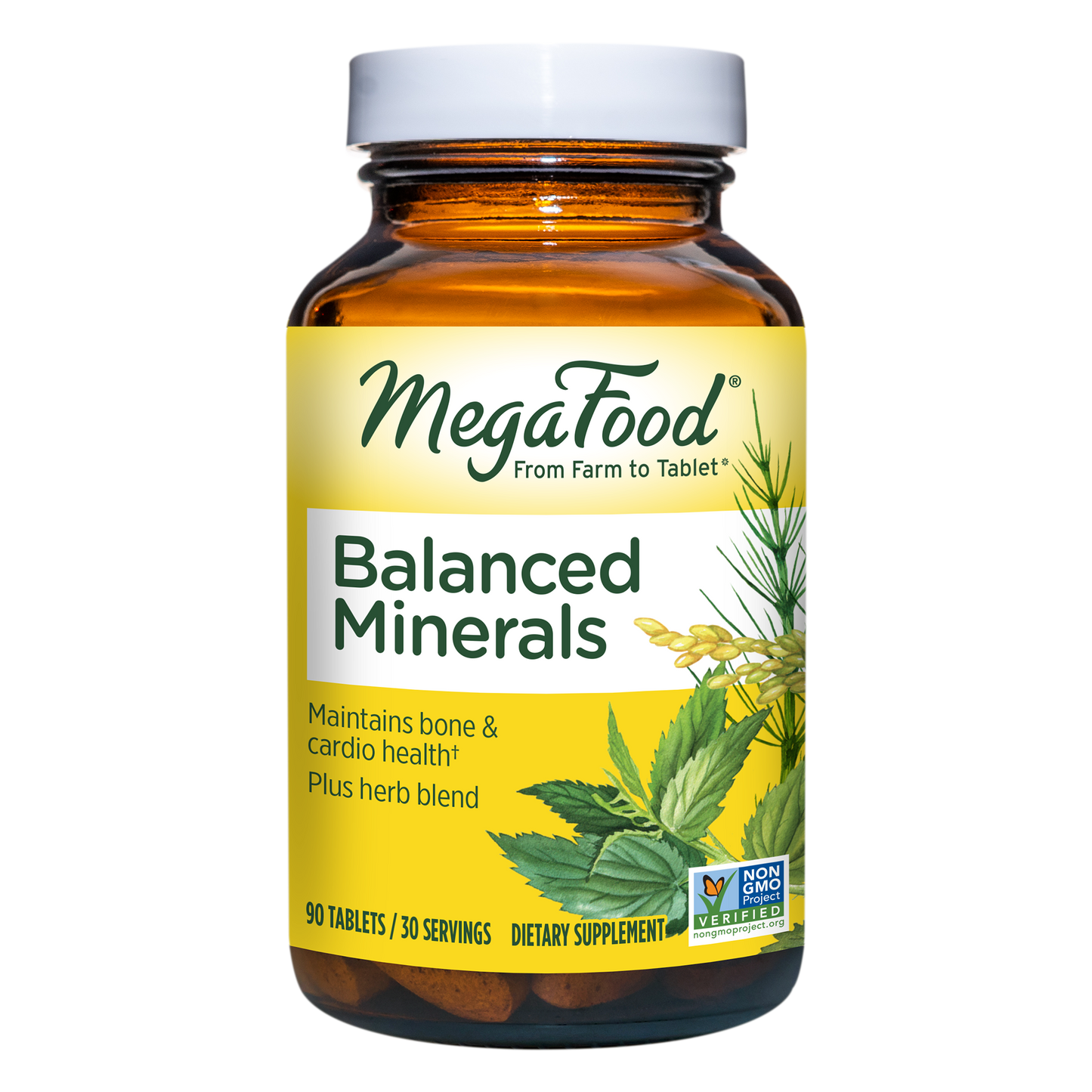 MegaFood Balanced Minerals - Helps Maintain Bone and Cardiovascular Health - Multimineral Supplement with Essential Minerals, Herbs, and Nutrients - Gluten-Free and Vegetarian - 90 Tabs (30 Servings)