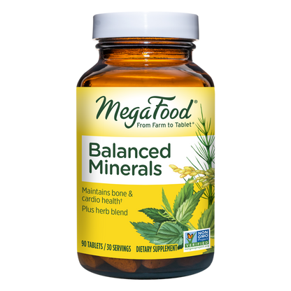MegaFood Balanced Minerals - Helps Maintain Bone and Cardiovascular Health - Multimineral Supplement with Essential Minerals, Herbs, and Nutrients - Gluten-Free and Vegetarian - 90 Tabs (30 Servings)