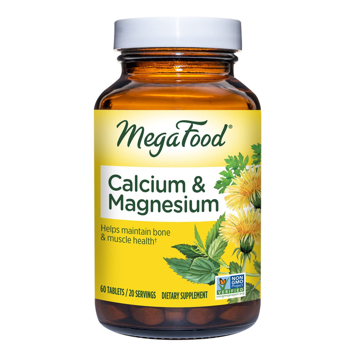 MegaFood Calcium & Magnesium - Essential Mineral Supplement for Bone and Cardiovascular Health Support - for Men and Women - Gluten-Free, Non-GMO, Made Without Dairy - Vegan - 60 Tabs (30 Servings)