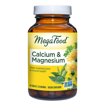 MegaFood Calcium & Magnesium - Essential Mineral Supplement for Bone and Cardiovascular Health Support - for Men and Women - Gluten-Free, Non-GMO, Made Without Dairy - Vegan - 60 Tabs (30 Servings)