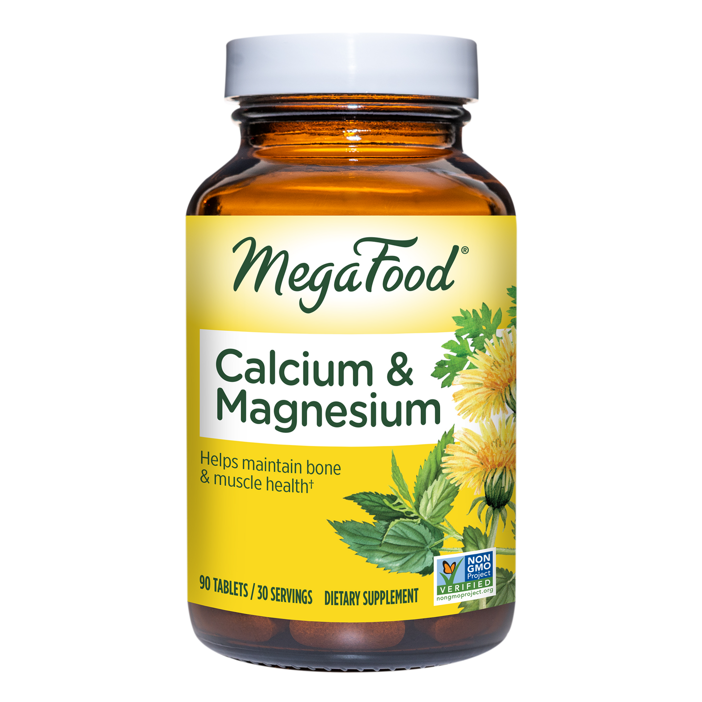 MegaFood Calcium & Magnesium - Essential Mineral Supplement for Bone and Cardiovascular Health Support - For Men and Women - Gluten-Free, Non-GMO, Made without Dairy - Vegan - 90 Tabs (45 Servings)