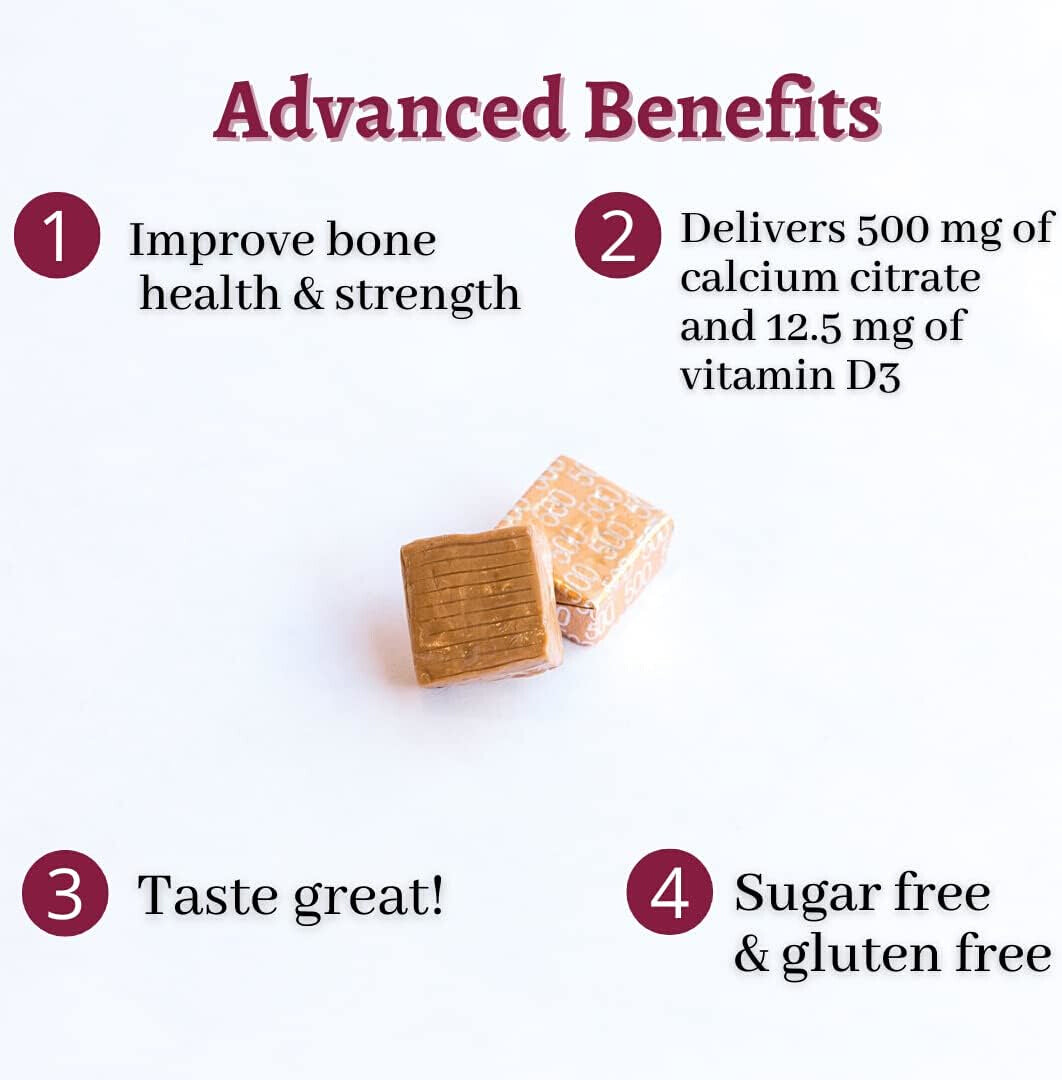 Bariatric Advantage Calcium Citrate Chewy Bites 500mg with Vitamin D3 for Bariatric Surgery Patients Including Gastric Bypass and Sleeve Gastrectomy, Sugar Free - Peanut Butter Chocolate, 90 Count