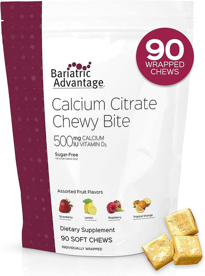 Bariatric Advantage Calcium Citrate Chewy Bites 500mg with Vitamin D3 Assorted Fruit - 90 Chews