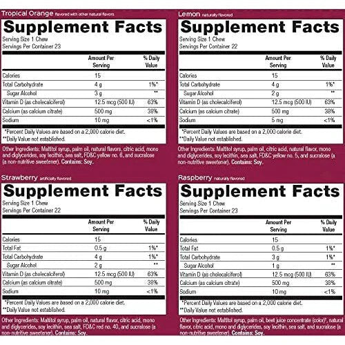 Bariatric Advantage Calcium Citrate Chewy Bites 500mg with Vitamin D3 Assorted Fruit - 90 Chews
