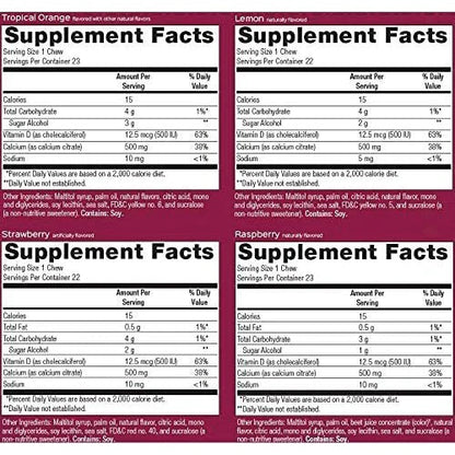 Bariatric Advantage Calcium Citrate Chewy Bites 500mg with Vitamin D3 Assorted Fruit - 90 Chews