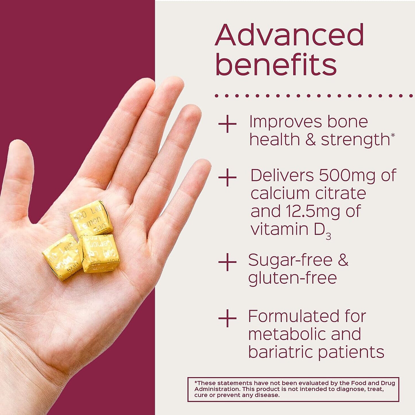 Bariatric Advantage Calcium Citrate Chewy Bites 500mg with Vitamin D3 Assorted Fruit - 90 Chews