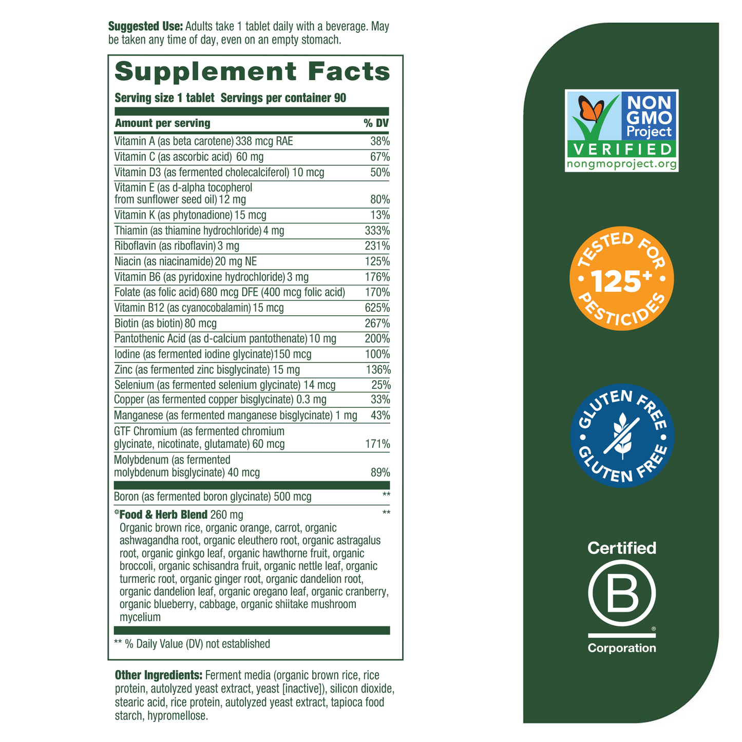 MegaFood Men's 40+ One Daily - Multivitamin & Mineral Supplement - with Selenium & Zinc to Support Men's Health - Non-GMO, Gluten-Free, Vegetarian & Made Without Dairy and Soy - 90 Tabs