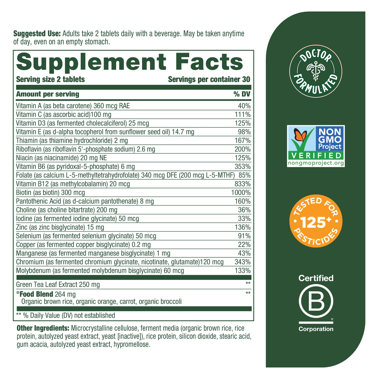 MegaFood Women's 55+ Multivitamin - Multivitamin with Vitamin D, B12, Biotin, Zinc, and Choline - Non-GMO, Gluten-Free, Vegetarian & Made Without Dairy and Soy - 60 Tabs (30 Servings)