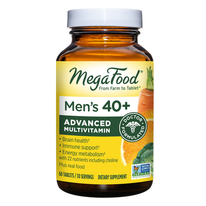 MegaFood, Multi for Men 40+, Supports Optimal Health and Wellbeing, Multivitamin and Mineral Supplement, Gluten Free, Vegetarian, 60 Tablets