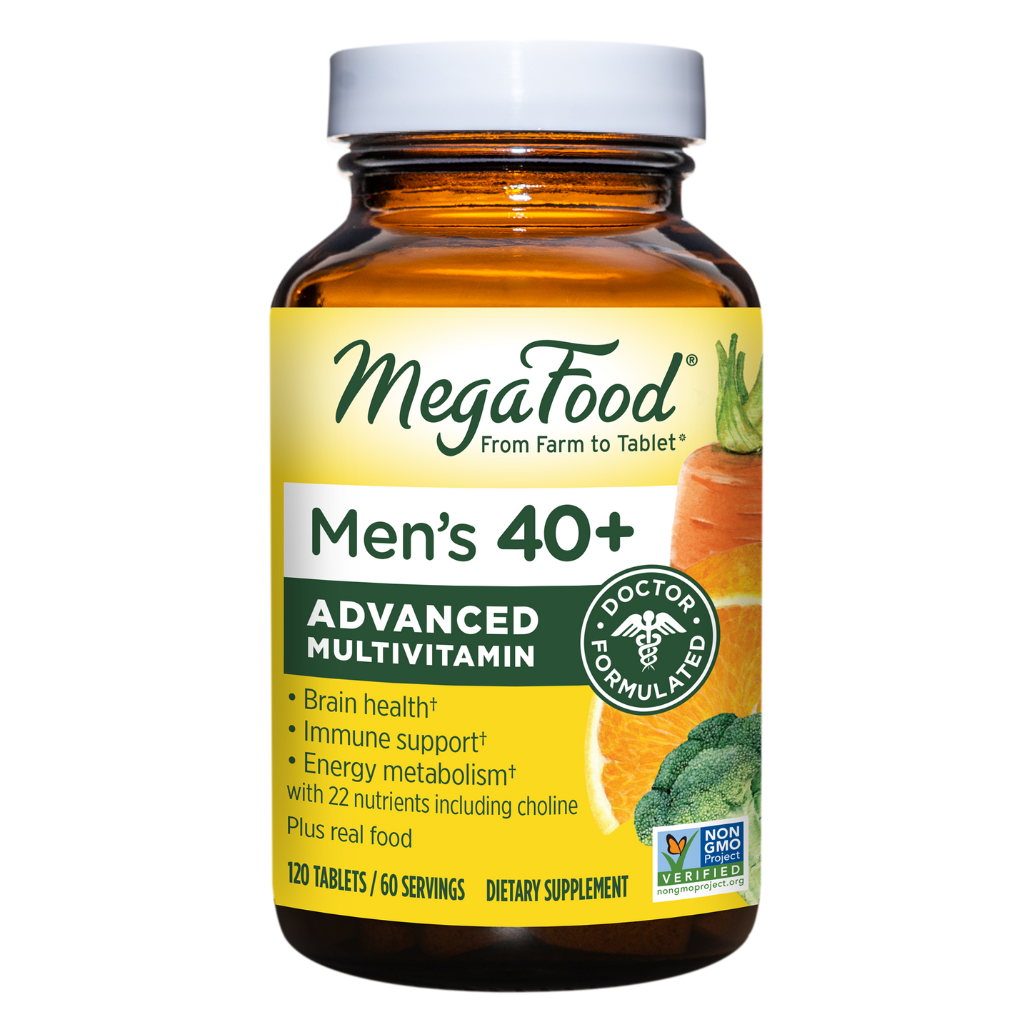 MegaFood, Multi for Men 40+, Supports Optimal Health and Wellbeing, Multivitamin and Mineral Supplement, Gluten Free, Vegetarian, 120 Tablets