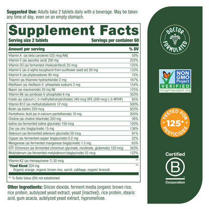 MegaFood, Multi for Men 40+, Supports Optimal Health and Wellbeing, Multivitamin and Mineral Supplement, Gluten Free, Vegetarian, 120 Tablets