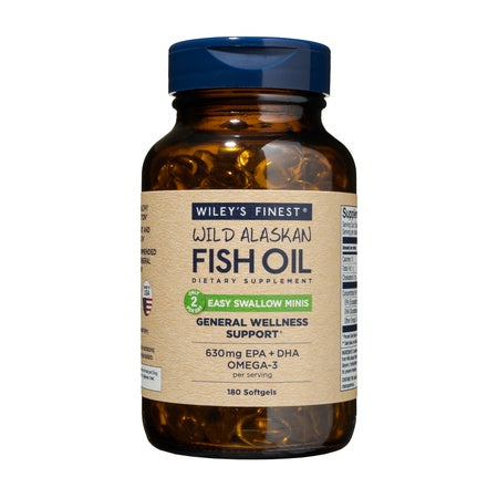 Wild Alaskan Omega-3 Fish Oil - Easy Swallow Minis 2X Double Strength 630mg EPA + DHA Natural Supplement 180 Mini Softgels