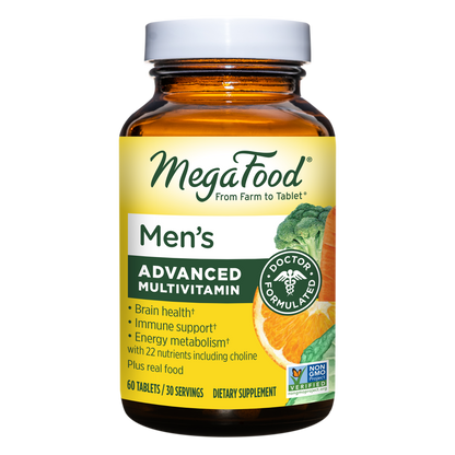 MegaFood Multi for Men - Men's Multivitamin for Optimal Health and Well-Being - With B Complex Vitamins - Gluten Free, Non-GMO, Dairy Free, Soy Free - 60 Tablets