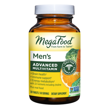 MegaFood Multi for Men - Men's Multivitamin for Optimal Health and Well-Being - With B Complex Vitamins - Gluten Free, Non-GMO, Dairy Free, Soy Free - 120 Tablets